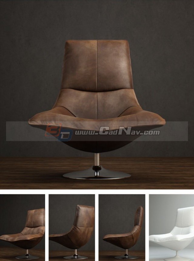 Antique Leather Tulip Chair 3d model 3DMax files free 
