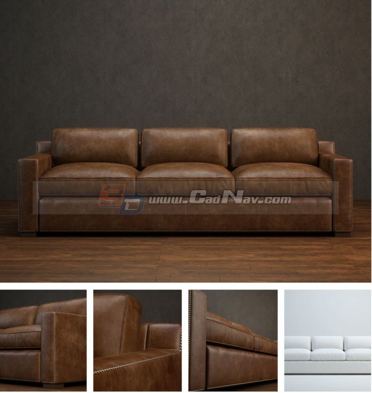 Chesterfield Leather Sofa 3d Model Cadnav