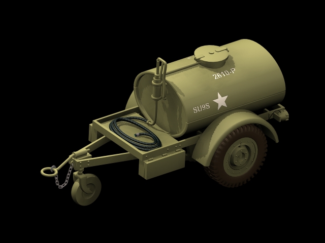 military potable water tank trailler 3d model