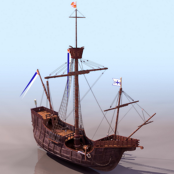 1500s Spain Three Masted Sailing Ship 3d Model Cadnav