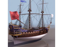 1795 French Navy frigate Sirene sailing s 3d model