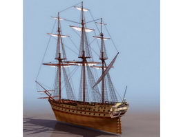 18th century French glorieux sailing wars 3d model