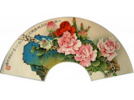 Paper folding fan - camellia flowers patt texture