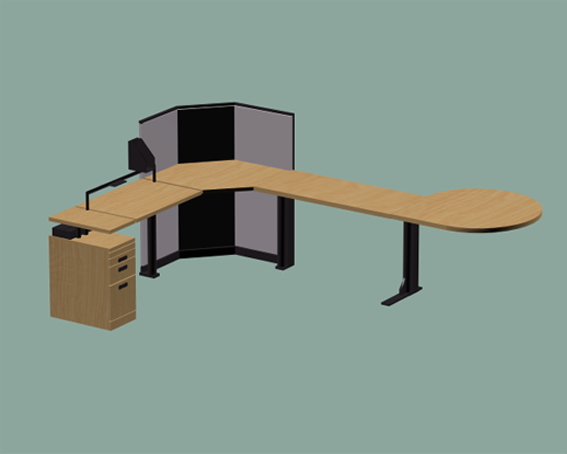 L office table with cabinet 3d model 3dsMax files free 