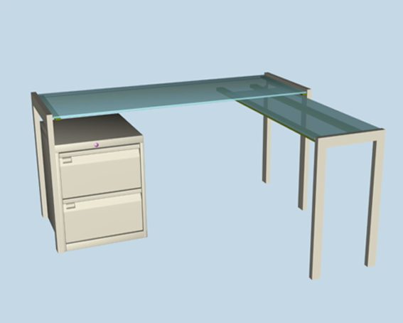 Frosted Glass L Shaped Office Desk 3d Model Cadnav