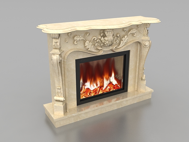 medieval stone fireplace 3d model