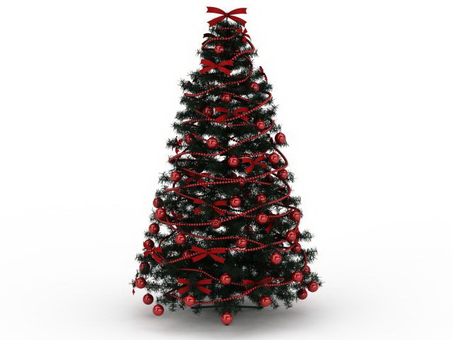 3dSkyHost: Red Christmas tree 3D Model