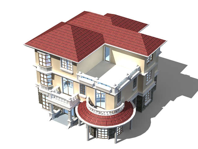 Three floor home design 3d model 3ds Max files free ...