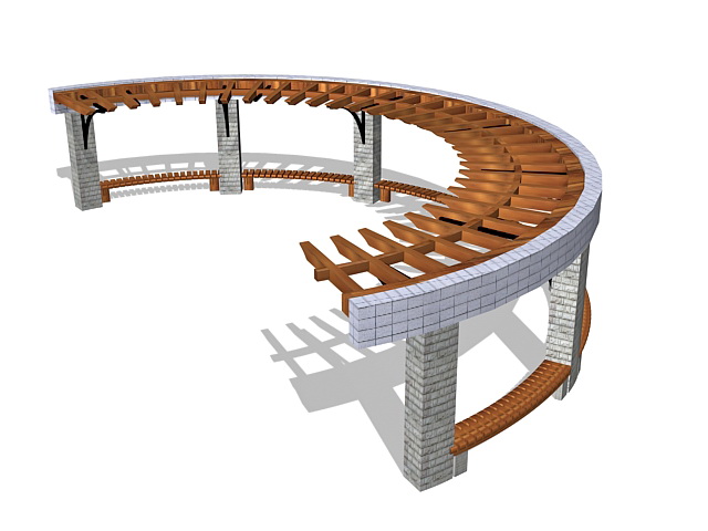 Semi circular pergola 3d model 3ds Max files free download ...