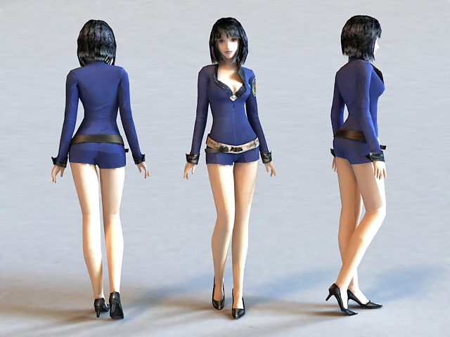 Sexy Police Woman 3d model 3ds Max files free download - modeling 36878