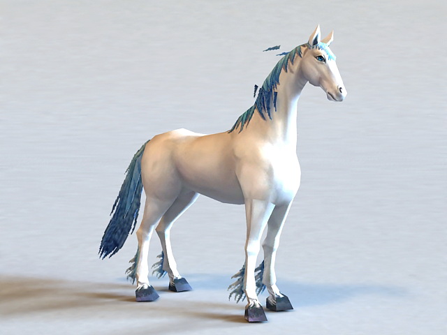 Fantasy White Horse 3d model 3ds Max files free download - modeling