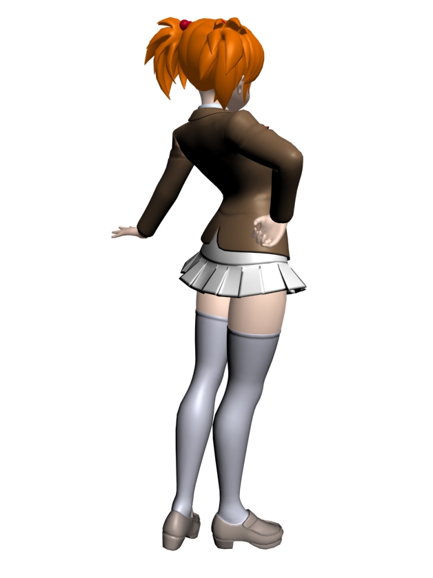 Cute Anime Schoolgirl 3d model 3ds Max files free download - modeling