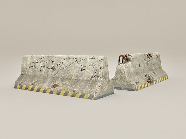 3dSkyHost: Concrete Roadblock 3D Model