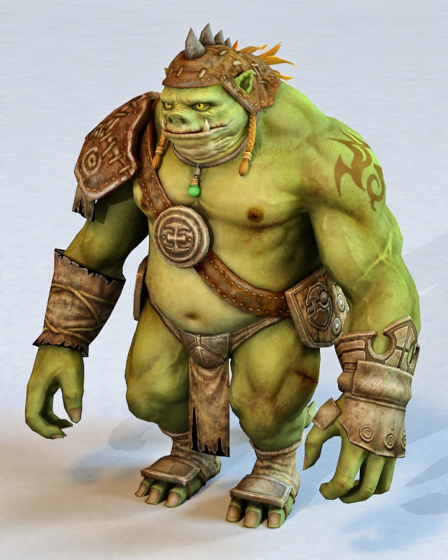 Pig-Faced Orc Warrior 3d model 3ds Max files free download - modeling