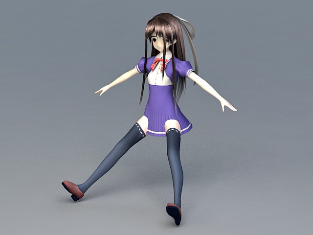 Kawaii Anime Girl 3d Model 3ds Max Files Free Download Modeling 38644 On Cadnav