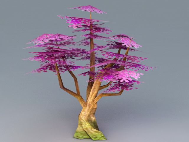 Anime Purple Tree Low Poly 3d model 3ds Max files free download