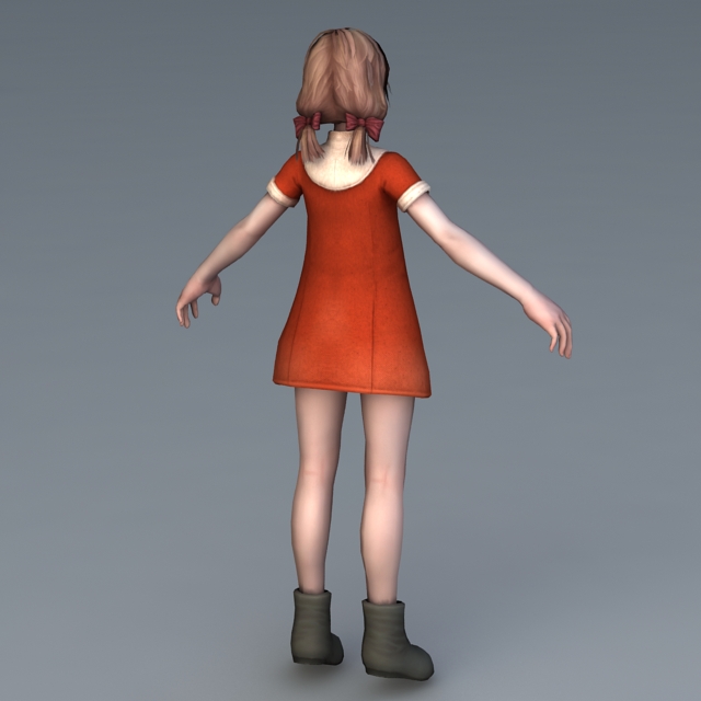 Red Dress Girl 3d model 3ds Max files free download 