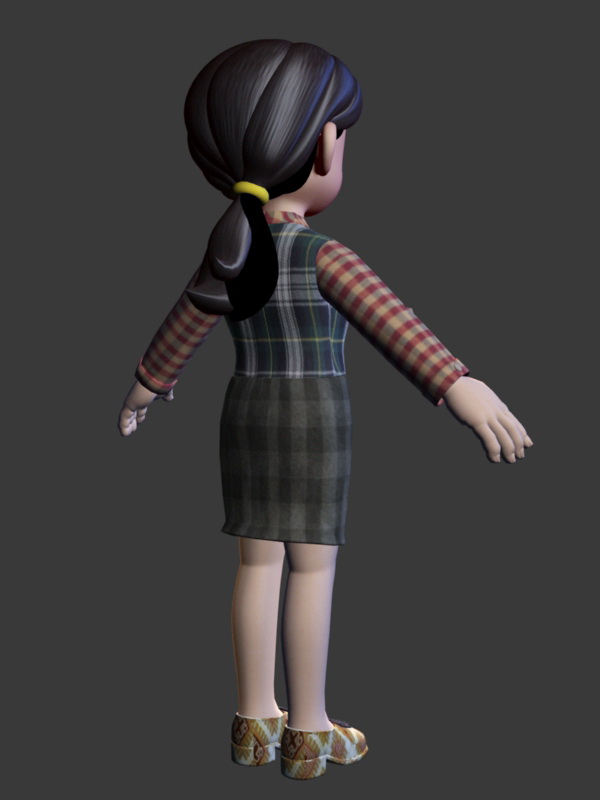 Woman Cartoon Character 3d model Maya files free download - modeling