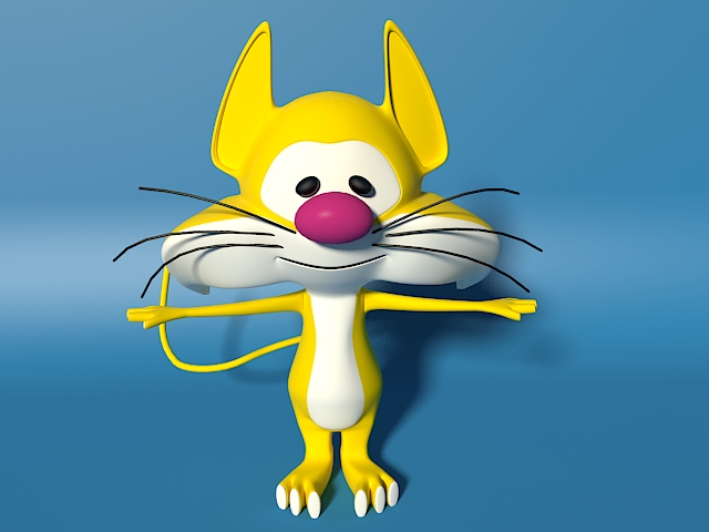 Yellow Cat Character 3d model 3ds Max files free download - modeling