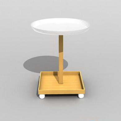 Round wooden display table 3d rendering