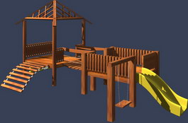 Kids swings, slides, sports equipment 3d model preview