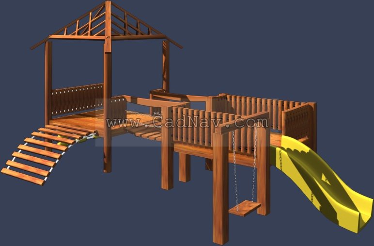 Kids swings, slides, sports equipment 3d rendering