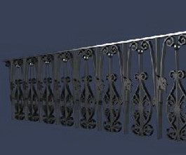 Wall Iron railings 3d model preview