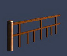 Wooden fence 3d model preview