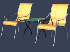 Leisure garden chairs and table 3d model preview