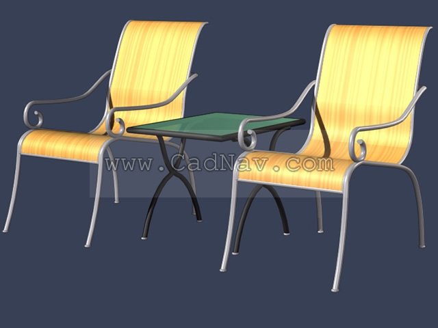 Leisure garden chairs and table 3d rendering