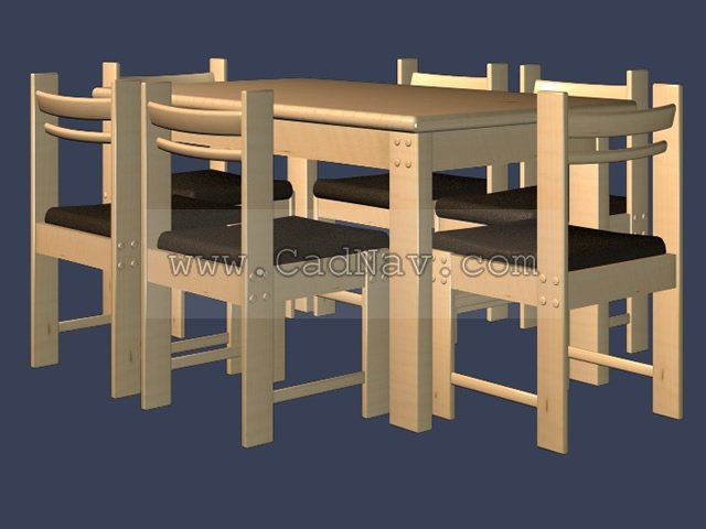Modern style dining chair and table 3d rendering