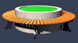 Wood outdoor circular bench 3d model preview