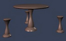 Outdoor Stone Table And Benches 3d model preview