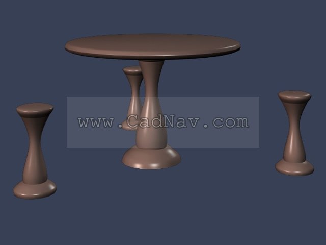 Outdoor Stone Table And Benches 3d rendering