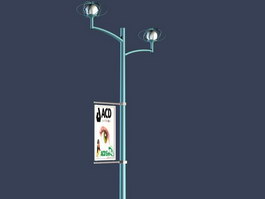 Billboard advertising street lights 3d model preview