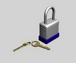 Padlock and key 3d preview