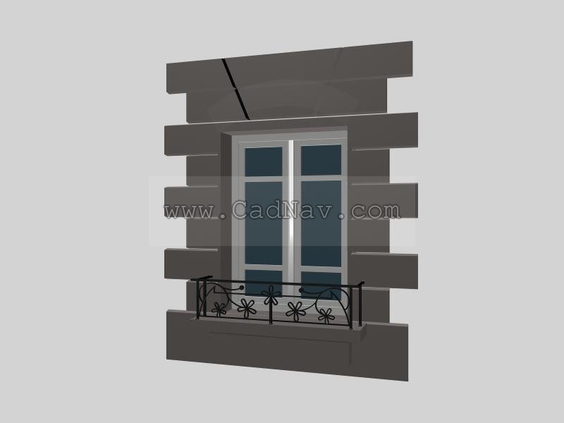 European-styled window 3d rendering