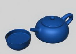 Tea set Cups and teapot 3d model preview