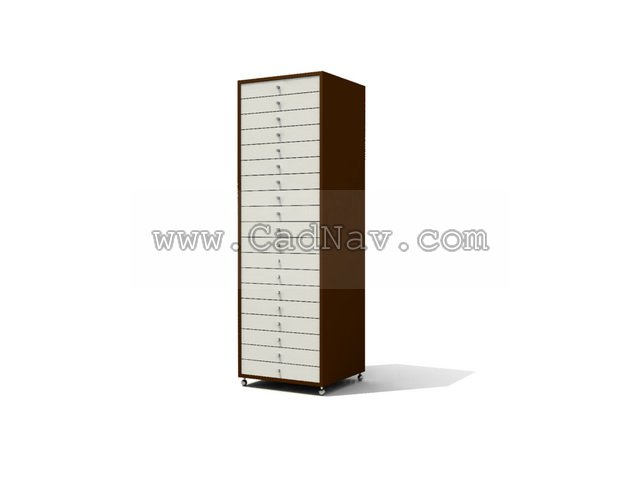 Wooden filing cabinet 3d rendering