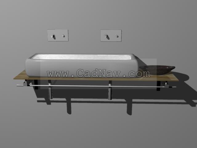 Kitchen sink and table 3d rendering