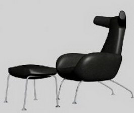 Leather Lounge Chair and Sofa footrest 3d model preview