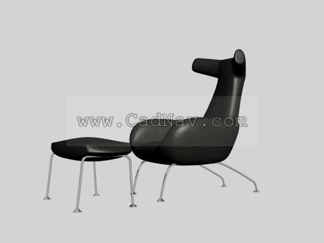Leather Lounge Chair and Sofa footrest 3d rendering