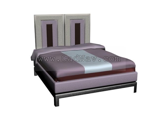 Ilinois home double bed twin-bed 3d rendering