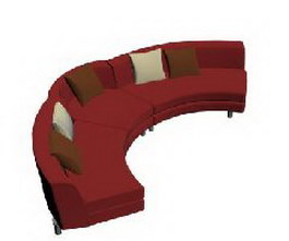 Ilinois home curved sofa seats 3d model preview