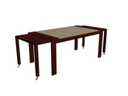 Pull-out Dining table 3d model preview