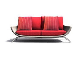 Three-seat Fabric sofa group 3d model preview