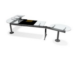 Glass Office Computer Desks unit 3d model preview