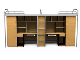 School Desks and Dormitory Beds units 3d preview