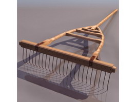 Wooden-framed spiked harrow 3d preview