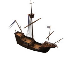 Santa maria sailing boat 3d model preview